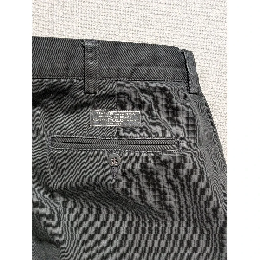 Polo Ralph Lauren Chino Mens Pants Black 36x32 VTG Breathable Belt Loops Pockets
